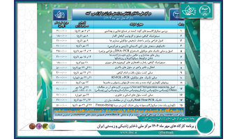 برنامه کارگاه های مهر ماه ۱۴۰۴ مرکز ملی ذخایر ژنتیکی و زیستی ایران